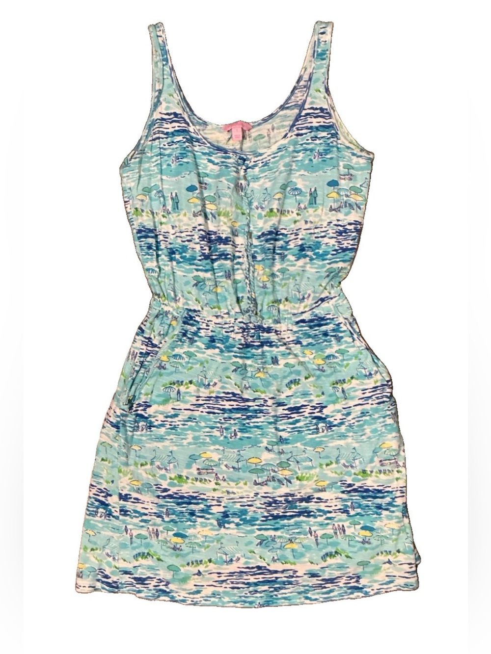 Lilly Pulitzer Dress Small Tank Top Tie Waist Beach Pattern Novelty